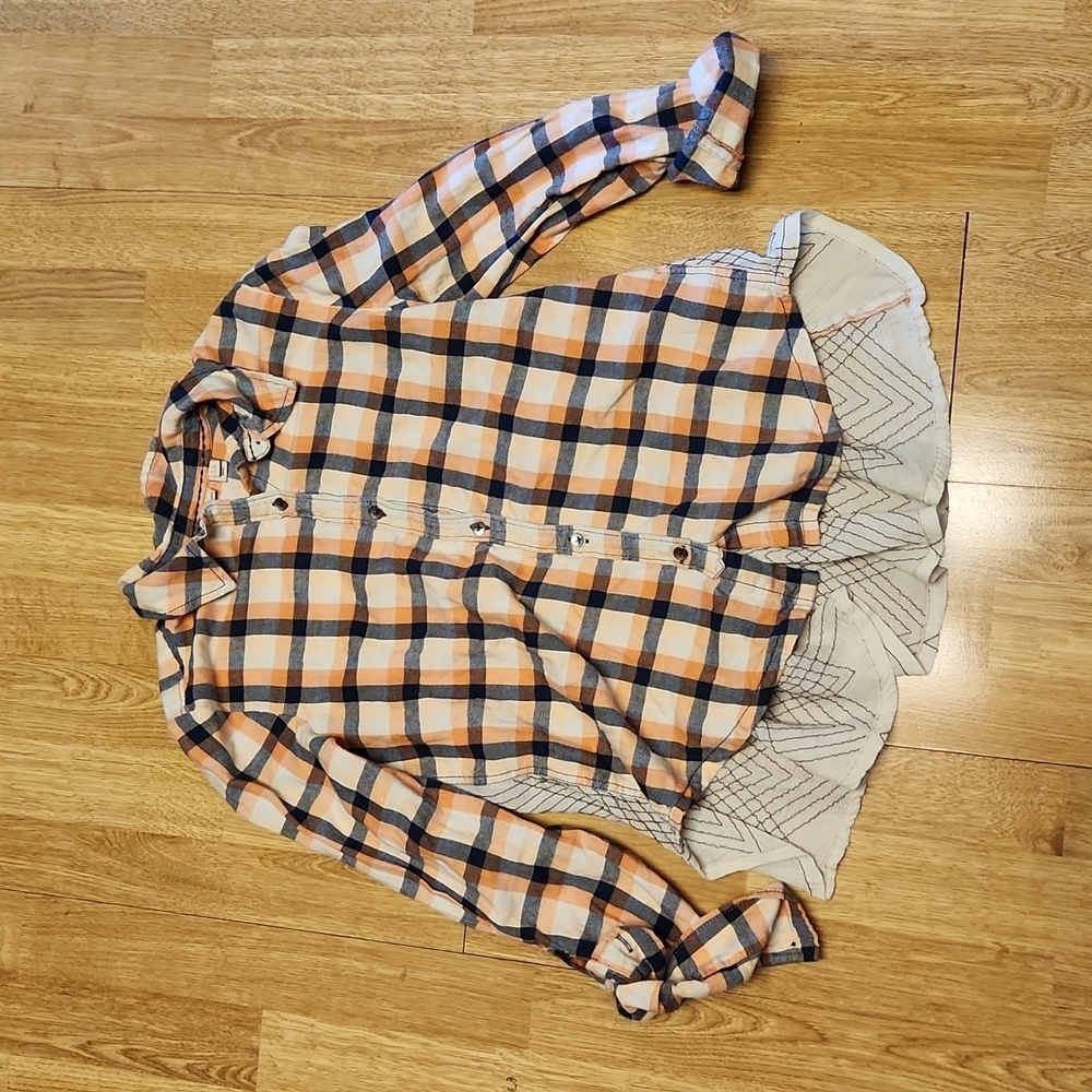 Holding Horses plaid flannel peplum  top sz 4